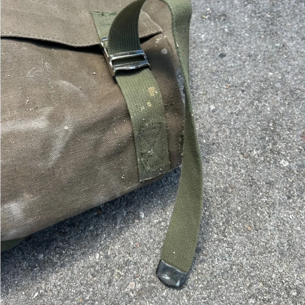 Vintage Military Canvas Rucksack FSS Stencil Olive Drab Field Bag Backpack